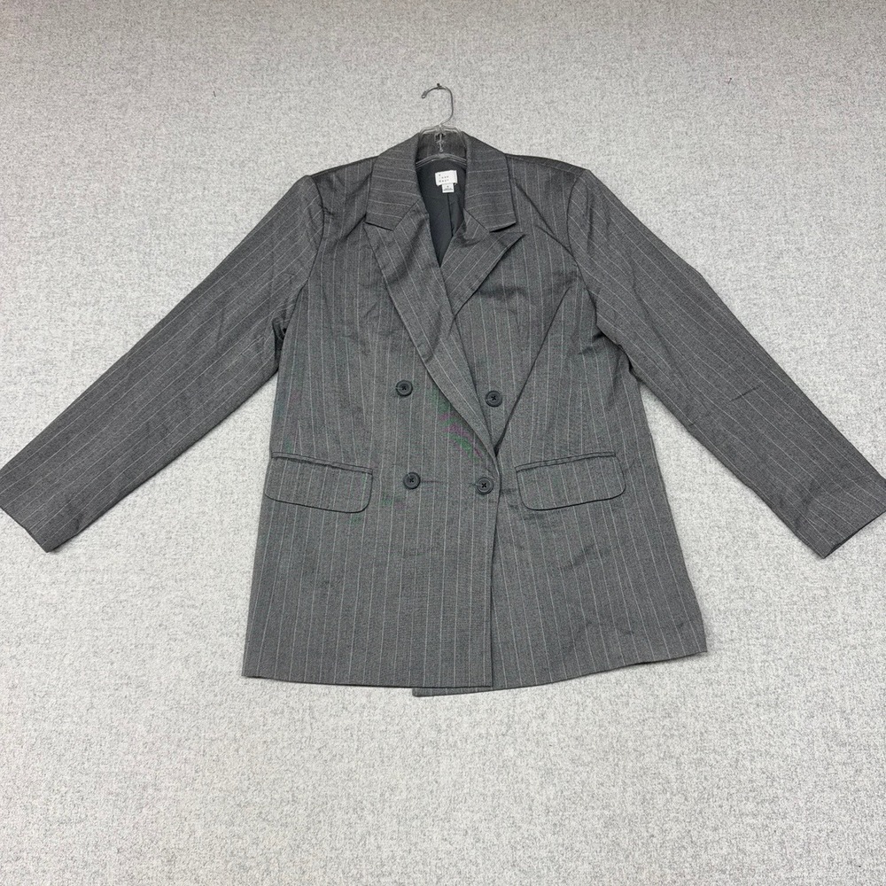 A New Day | Blazer | Small | Gray | Pinstripe Double Breasted Lined Jacket